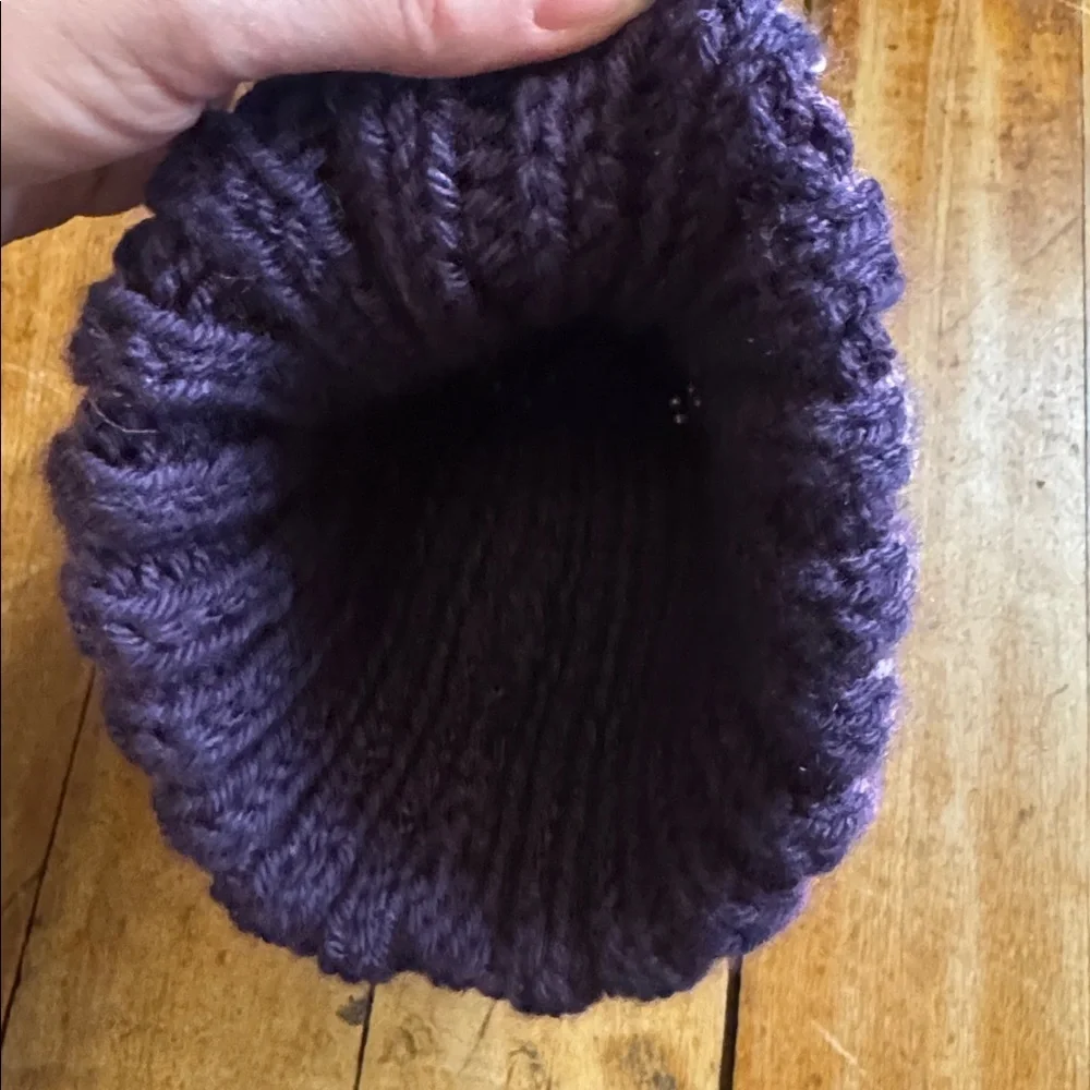 Handmade Purple Knit Beanie toddler size girl winter